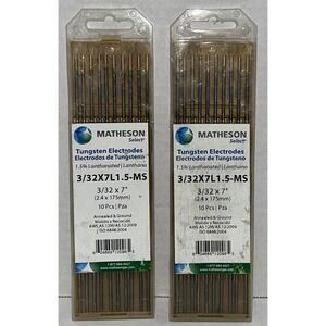 TIG‎ Welding Tungsten Rod Electrodes 1.5% Lanthanated 3/32" x 7" 10PK Matheson